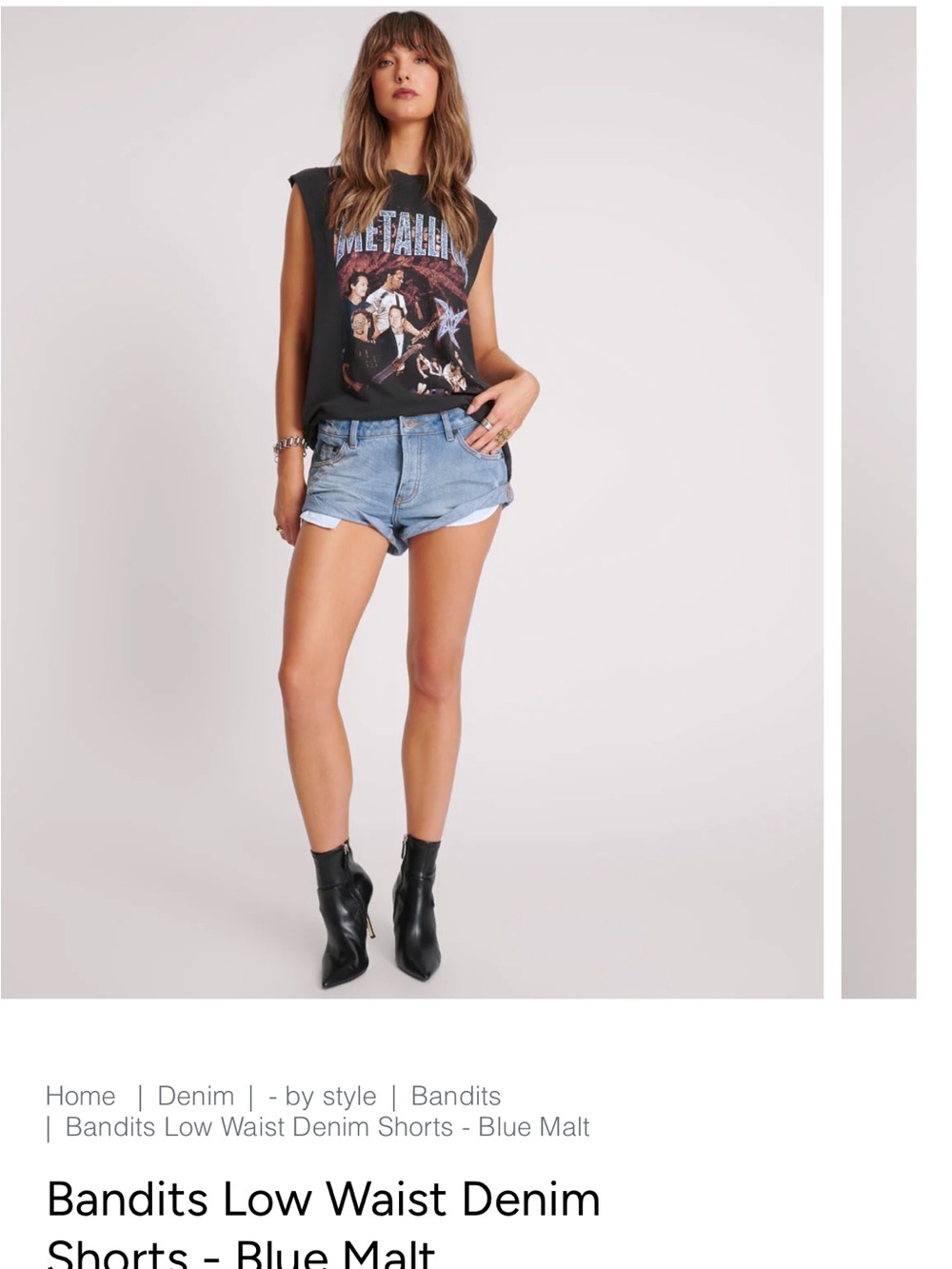 High-Rise Distressed Denim Women’s Shorts - Light Blue - Picture 4 of 4